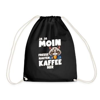 Zum Kaffeetrinken geboren zur Arbeit gezwungen - Turnbeutel - Schwarz - Vorne