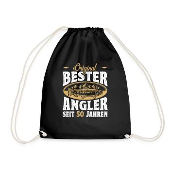 Funny Angler Hobby Angler Gift Idea for 50. - Drawstring Bag - black - Front