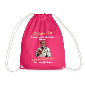 29 Liter Bier - Gesunde Ernährung so einfach - Turnbeutel - Fuchsia - Vorne