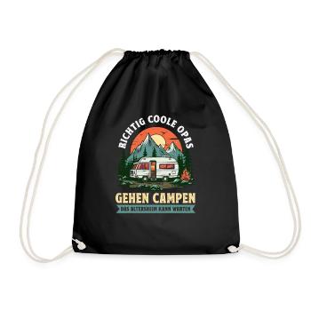 Rente 2024 Camping Camper Richtig Coole Opas gehen - Turnbeutel - Schwarz - Vorne