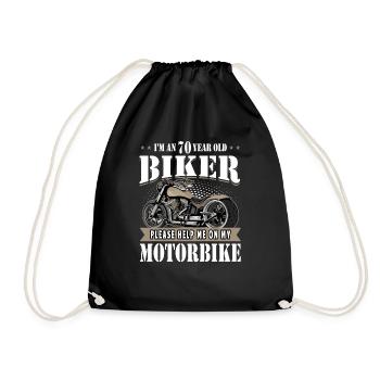 70. Biker Geburtstagsgeschenke Vintage Motorrad - Turnbeutel - Schwarz - Vorne