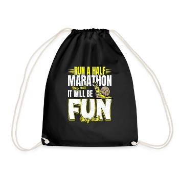 Laufen Joggen Laufshirt Herren Damen Halbmarathon - Turnbeutel - Schwarz - Vorne