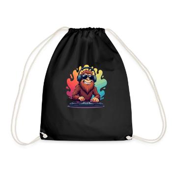 Big Foot avec lunettes de soleil et casque d’écoute dans le Pop Art - Sac de sport léger - noir - Devant