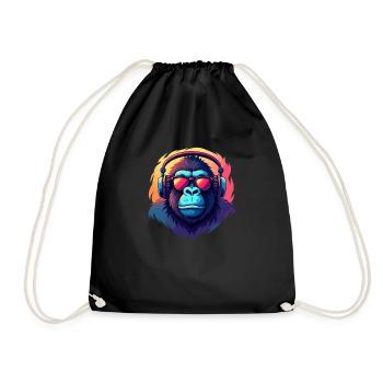 Gorille avec lunettes de soleil et écouteurs dans le Pop Art - Sac de sport léger - noir - Devant