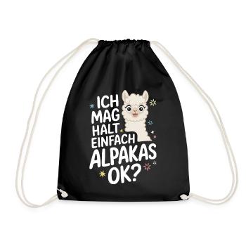 Alpaka Llama - Turnbeutel - Schwarz - Vorne
