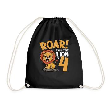 4 Birthday Boy Lion - Drawstring Bag - black - Front