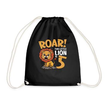5 Birthday Boy Lion - Drawstring Bag - black - Front