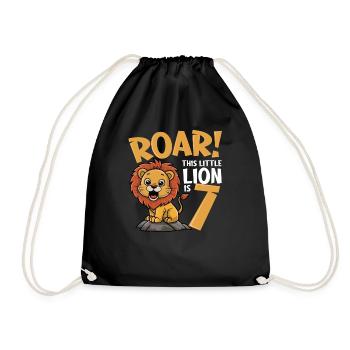 7 Birthday Boy Lion - Drawstring Bag - black - Front