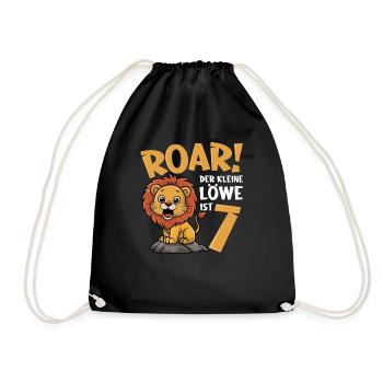 7th Birthday Boy Lion - Drawstring Bag - black - Front