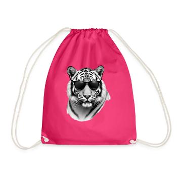Tigre Lunettes de soleil Motif Animal Art Dessin - Sac de sport léger - fuchsia - Devant