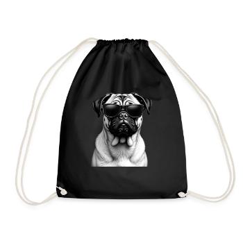Mops mit Sonnenbrille Tier Motiv Kunst Mops - Turnbeutel - Schwarz - Vorne