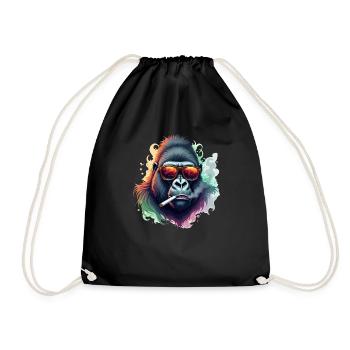 Gorilla with Sunglasses Animal Motif Art Bunnies - Drawstring Bag - black - Front