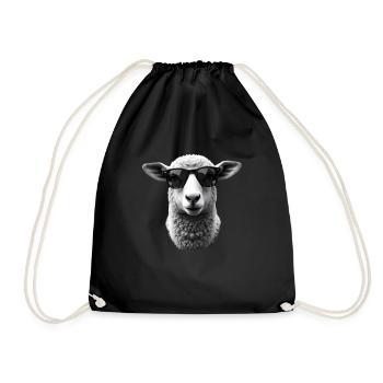 Schaf mit Sonnenbrille Tier Motiv Schäfer Schafe - Turnbeutel - Schwarz - Vorne