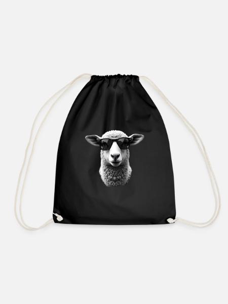 Schaf mit Sonnenbrille Tier Motiv Schäfer Schafe - Turnbeutel - Schwarz
