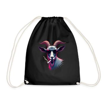 Chèvre avec des lunettes de soleil motif animal chèvres fumantes - Sac de sport léger - noir - Devant