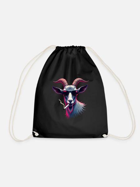 Chèvre avec des lunettes de soleil motif animal chèvres fumantes - Sac de sport léger - noir