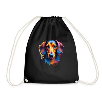 Teckel Coloré Art Oeuvre Motif Animal Teckel - Sac de sport léger - noir - Devant