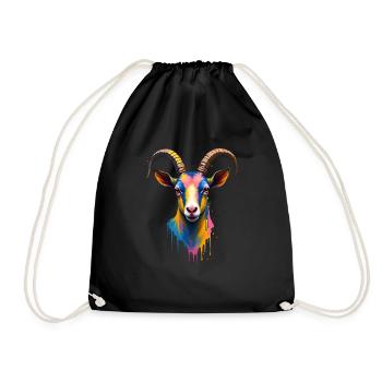 Goat Colorful Art Artwork Animal Motif Goats - Drawstring Bag - black - Front