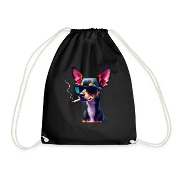 Chihuahua avec lunettes de soleil motif animal fumant - Sac de sport léger - noir - Devant