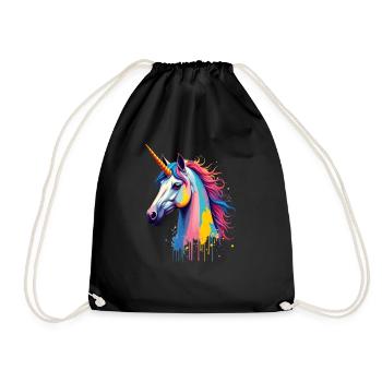 Licorne Coloré Art Oeuvre Motif Animal Licorne - Sac de sport léger - noir - Devant