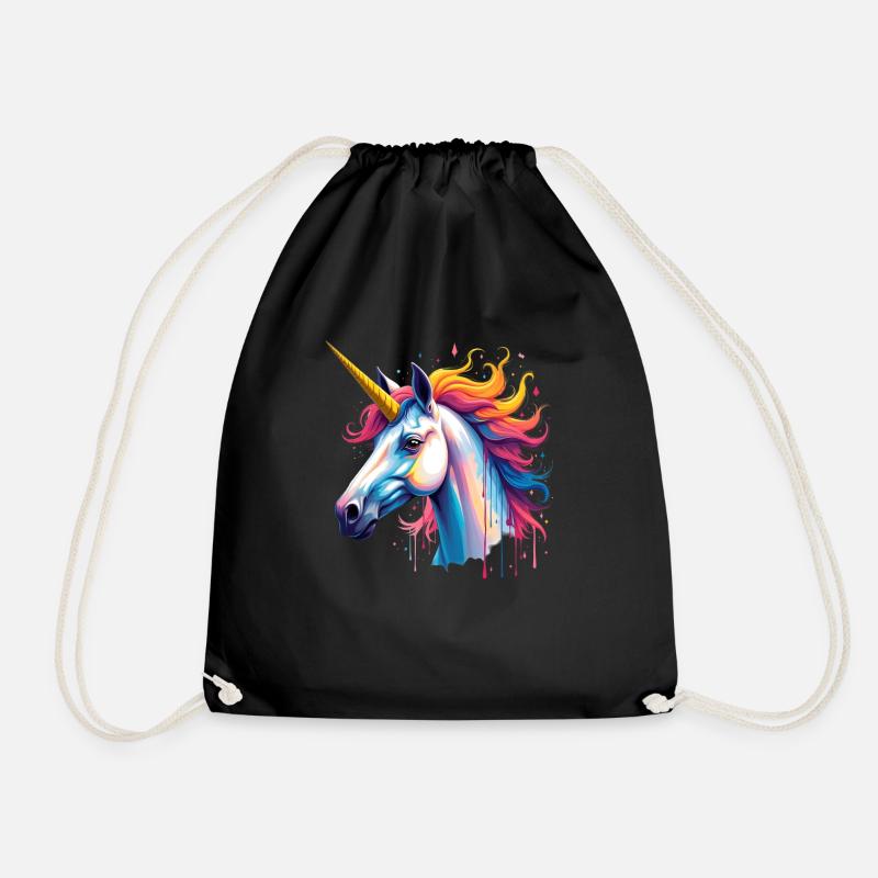 Einhorn Bunte Kunst Kunstwerk Tier Motiv Einhorn - Turnbeutel - Schwarz