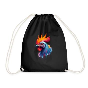Chicken Colorful Art Artwork Animal Motif Chickens - Drawstring Bag - black - Front
