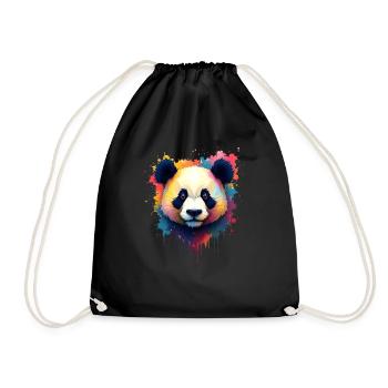 Panda Bunte Kunst Kunstwerk Tier Motiv Panda - Turnbeutel - Schwarz - Vorne