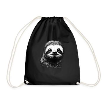 Sloth Black White Outfit Animal Motif Art - Drawstring Bag - black - Front