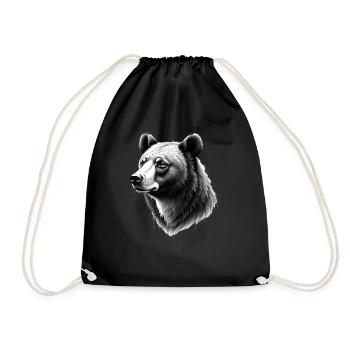 Bear Black White Outfit Animal Motif Art Bears - Drawstring Bag - black - Front