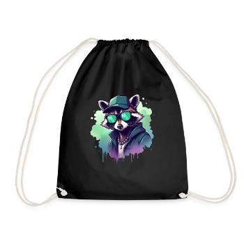 raton laveur musique rappeur cool raton laveur - Sac de sport léger - noir - Devant
