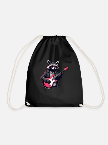 Waschbär Musik Gitarre Gitarrenspieler Waschbär - Turnbeutel - Schwarz
