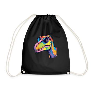 T-Rex Art Artwork Pop Art T-Rex - Drawstring Bag - black - Front