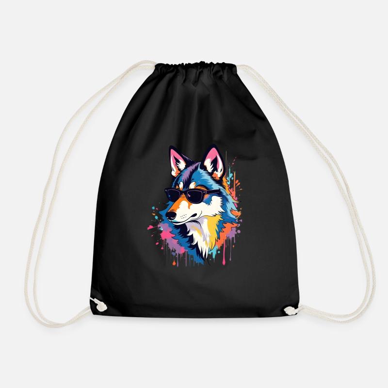 Wolf Kunst Kunstwerk Pop Art Wolfs - Turnbeutel - Schwarz