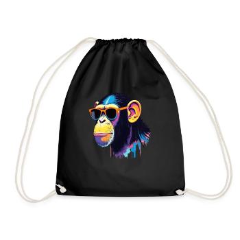 Chimpanzee Art Artwork Pop Art Chimpanzees - Drawstring Bag - black - Front