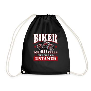 60 Birthday 1965 Motorcyclist Motorcycle - Drawstring Bag - black - Front