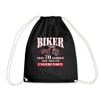 70 Birthday 1955 Motorcyclist Motorcycle - Drawstring Bag - black - Front