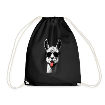 Lama Alpaka Sonnenbrille Tier Motiv lustiges - Turnbeutel - Schwarz - Vorne
