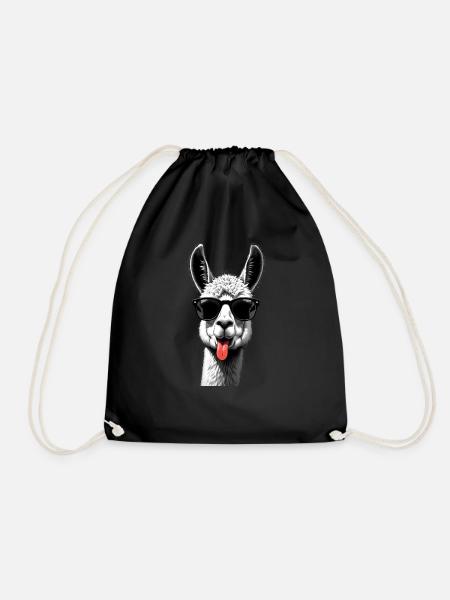 Lama Alpaka Sonnenbrille Tier Motiv lustiges - Turnbeutel - Schwarz