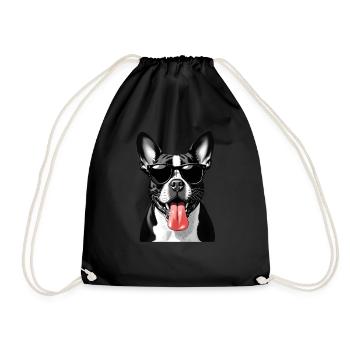 Bulldog Dog Animal Motif Funny Bulldogs - Drawstring Bag - black - Front