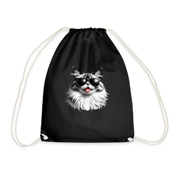 Main Coon Cat Animal Motif Funny Cats - Drawstring Bag - black - Front
