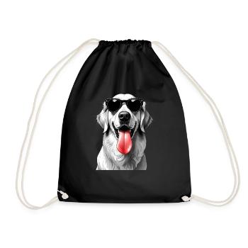 Golden Retriever Dog Animal Motif Funny Dogs - Drawstring Bag - black - Front