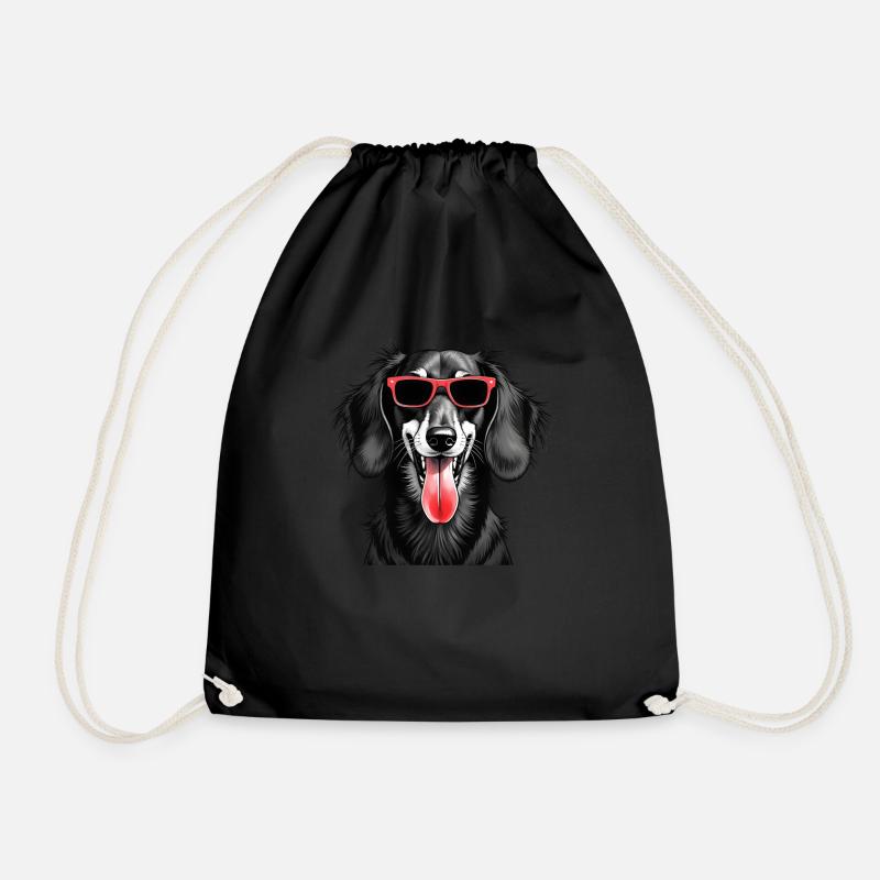Dackel Hund Tier Motiv lustiges Dackel - Turnbeutel - Schwarz