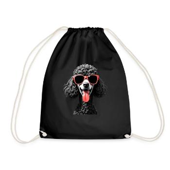Pudel Hund Tier Motiv lustiger Hunde - Turnbeutel - Schwarz - Vorne