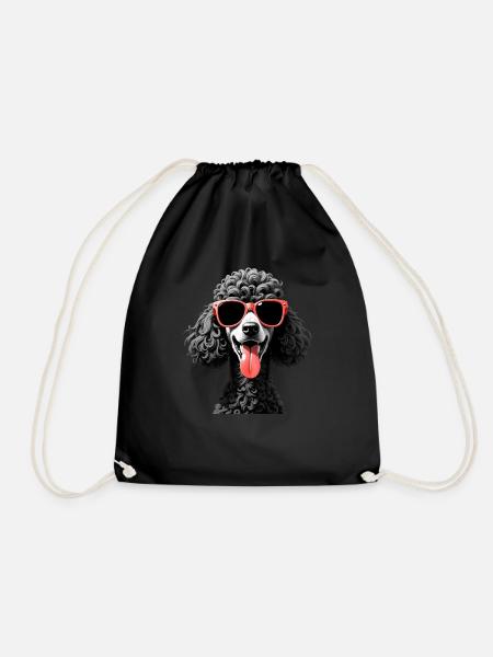 Pudel Hund Tier Motiv lustiger Hunde - Turnbeutel - Schwarz