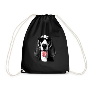 Basset Hund Tier Motiv lustiger Hunde - Turnbeutel - Schwarz - Vorne