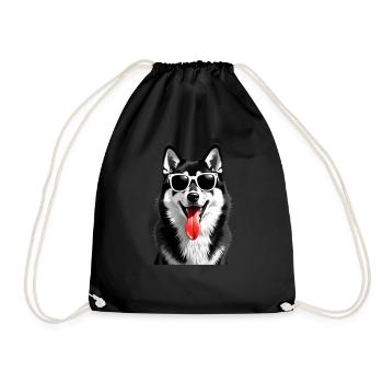 Husky chien motif animal chiens drôles - Sac de sport léger - noir - Devant