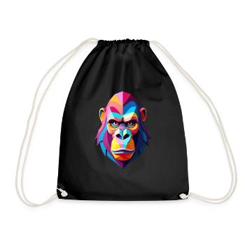 Gorilla Polygon Affe Tier Motiv Kunst Affen - Turnbeutel - Schwarz - Vorne