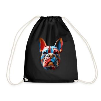 Bulldogge Polygon Hund Tier Motiv Kunst Hunde - Turnbeutel - Schwarz - Vorne