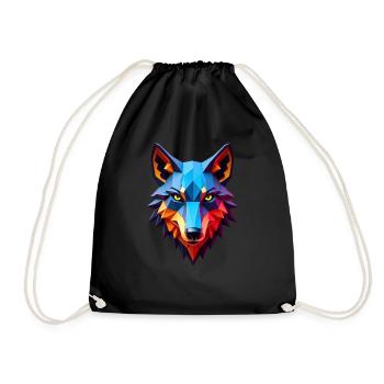 Wolf Polygon Wölfe Tier Motiv Kunst Wolfs - Turnbeutel - Schwarz - Vorne