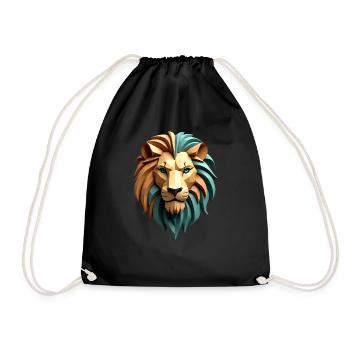 Lion Polygon Lion Animal Motif Art Lion - Drawstring Bag - black - Front